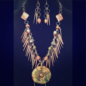 Native American Inspired Necklace, Earrings. I love this piece of art.